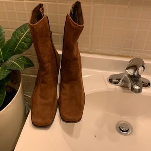 Lauren brown leather suede women boots